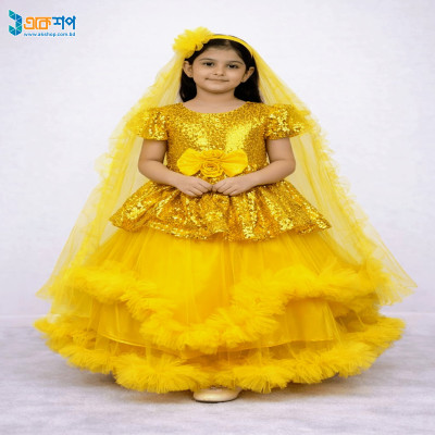 Yellow Kids Party Dress 02