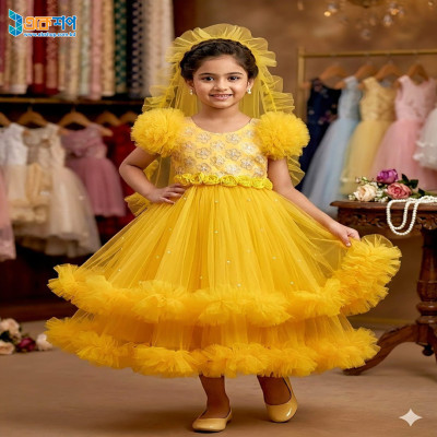 Yellow Kids Party Dress 01